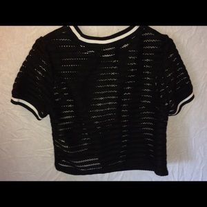 Black and white crop top see through stripes